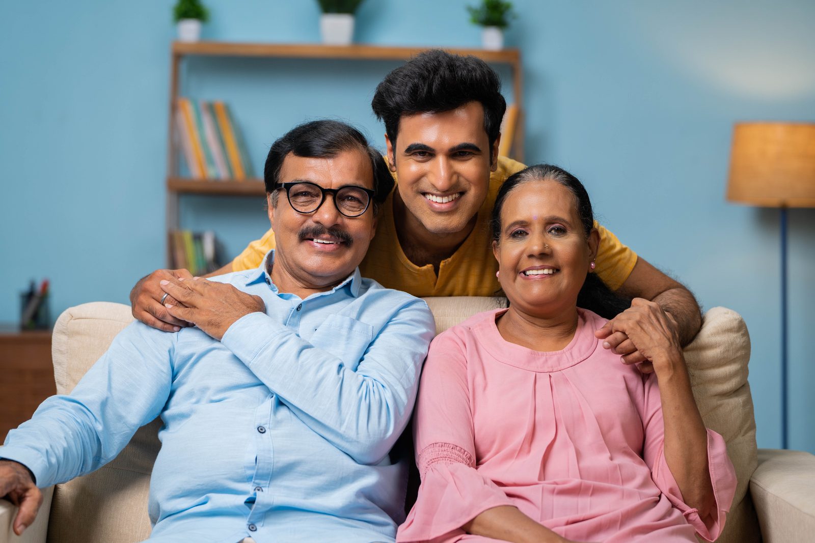A family with their elderly parents